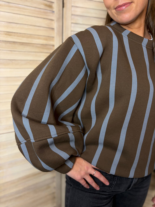 🤍 Choco Sweater With Blue Stripes