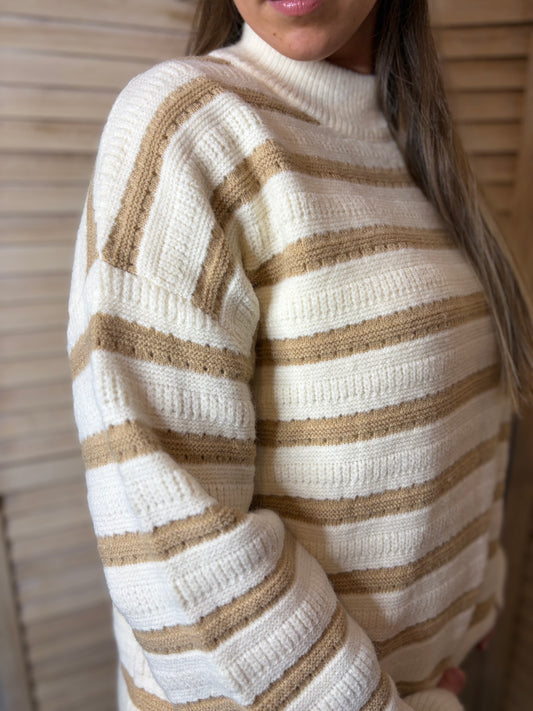🤍Cosy Sweater With Brown Stripes