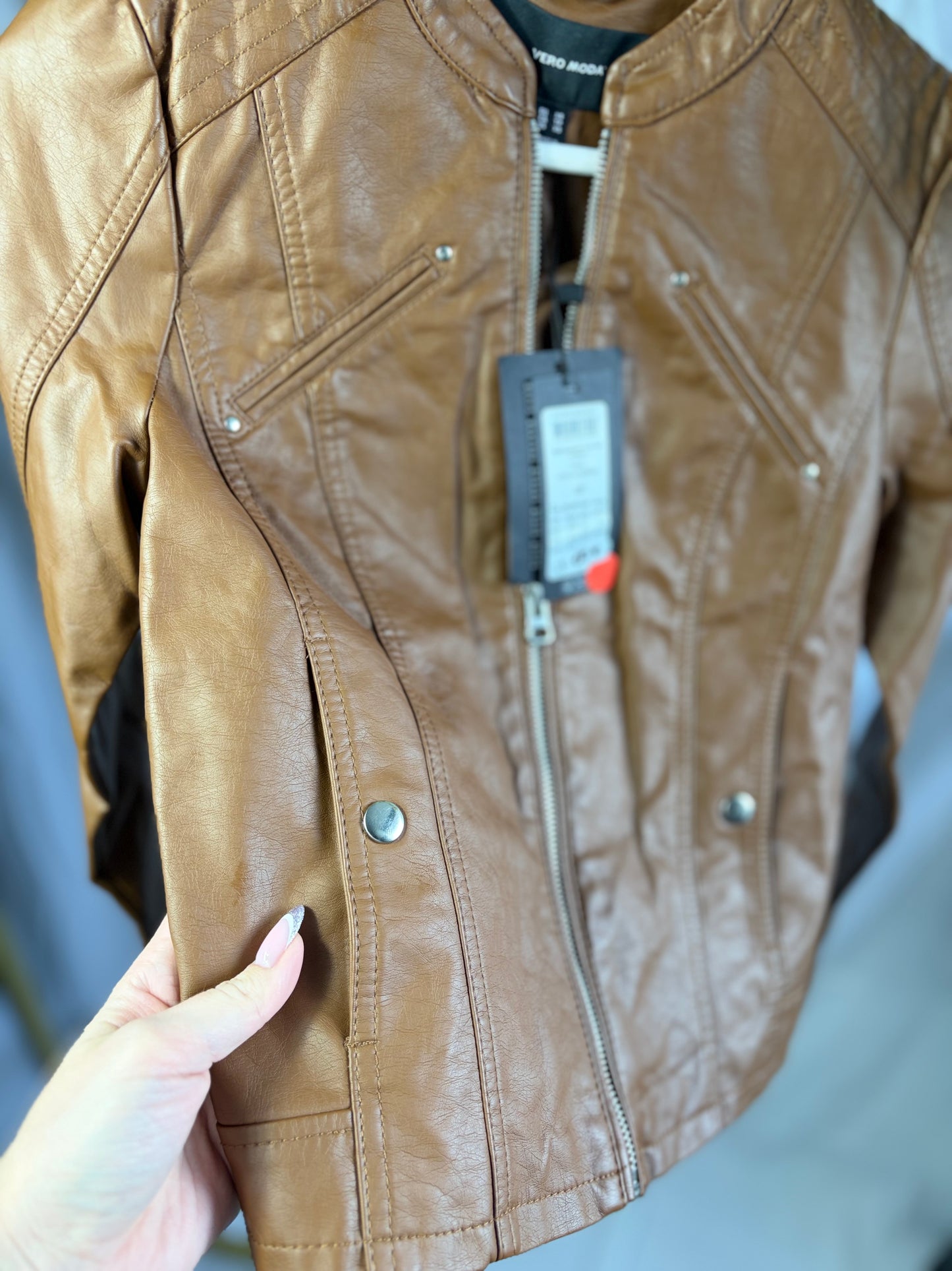 🤍Bruine Leatherlook Jacket - Vero Moda