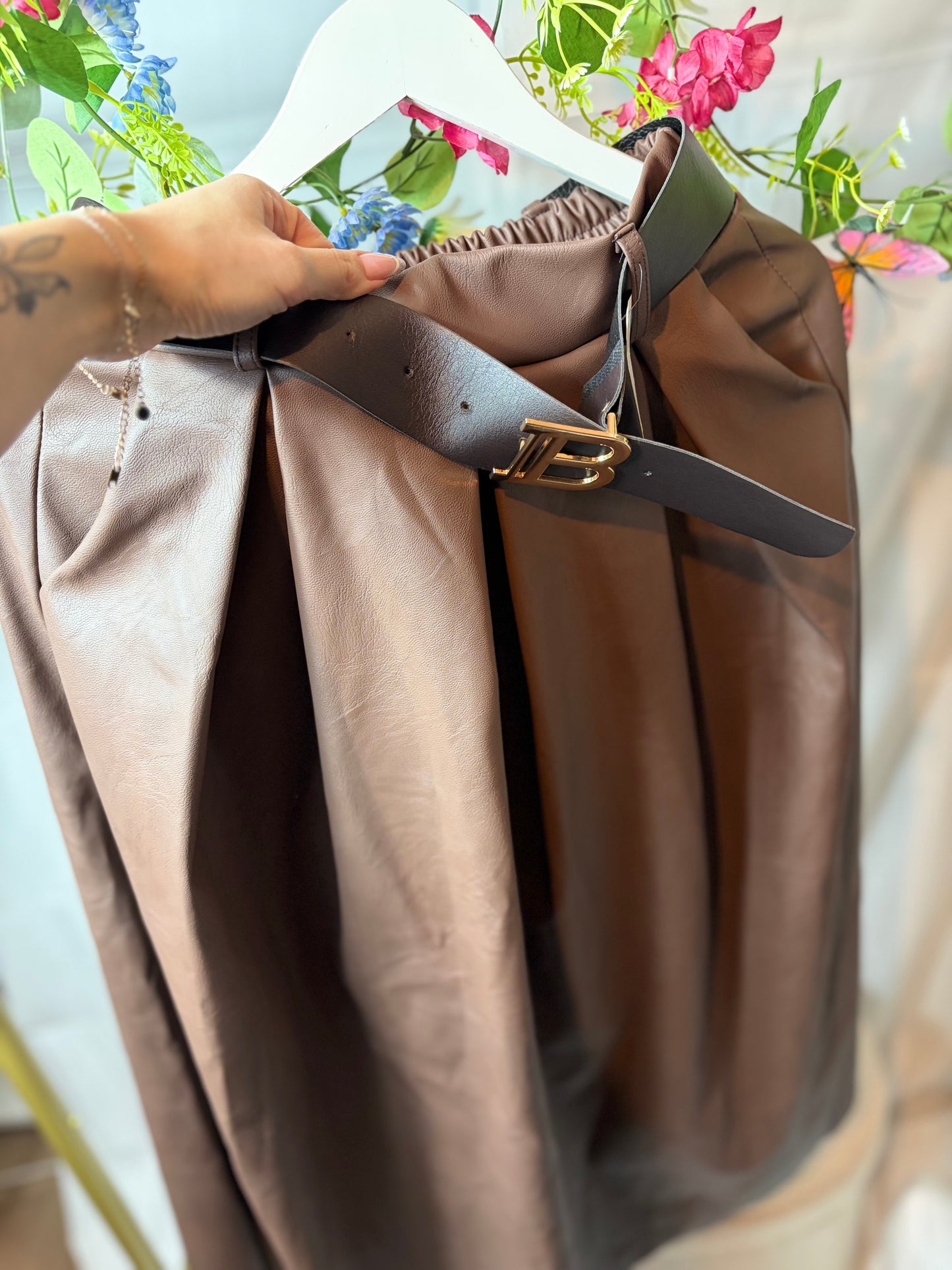 š¤Choco Bruine Leather Look - Skirt