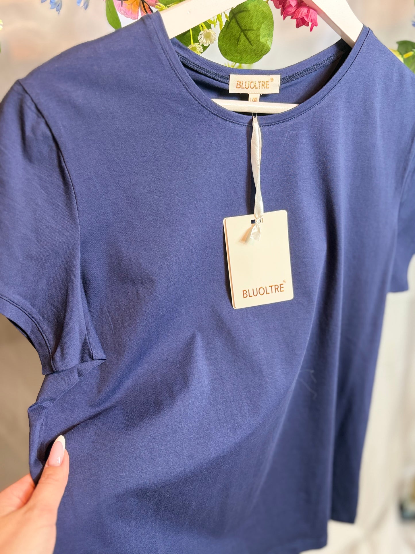 š¤Marine Blauwe Basic Tshirt - Bluoltre