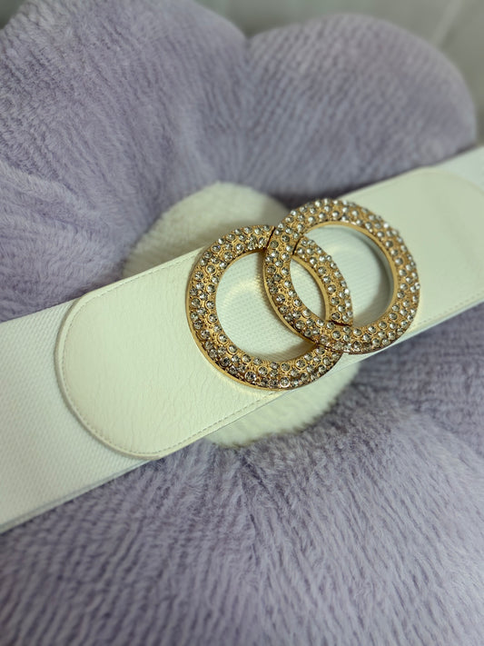 🤍White Belt With Golden Strap - 80CM