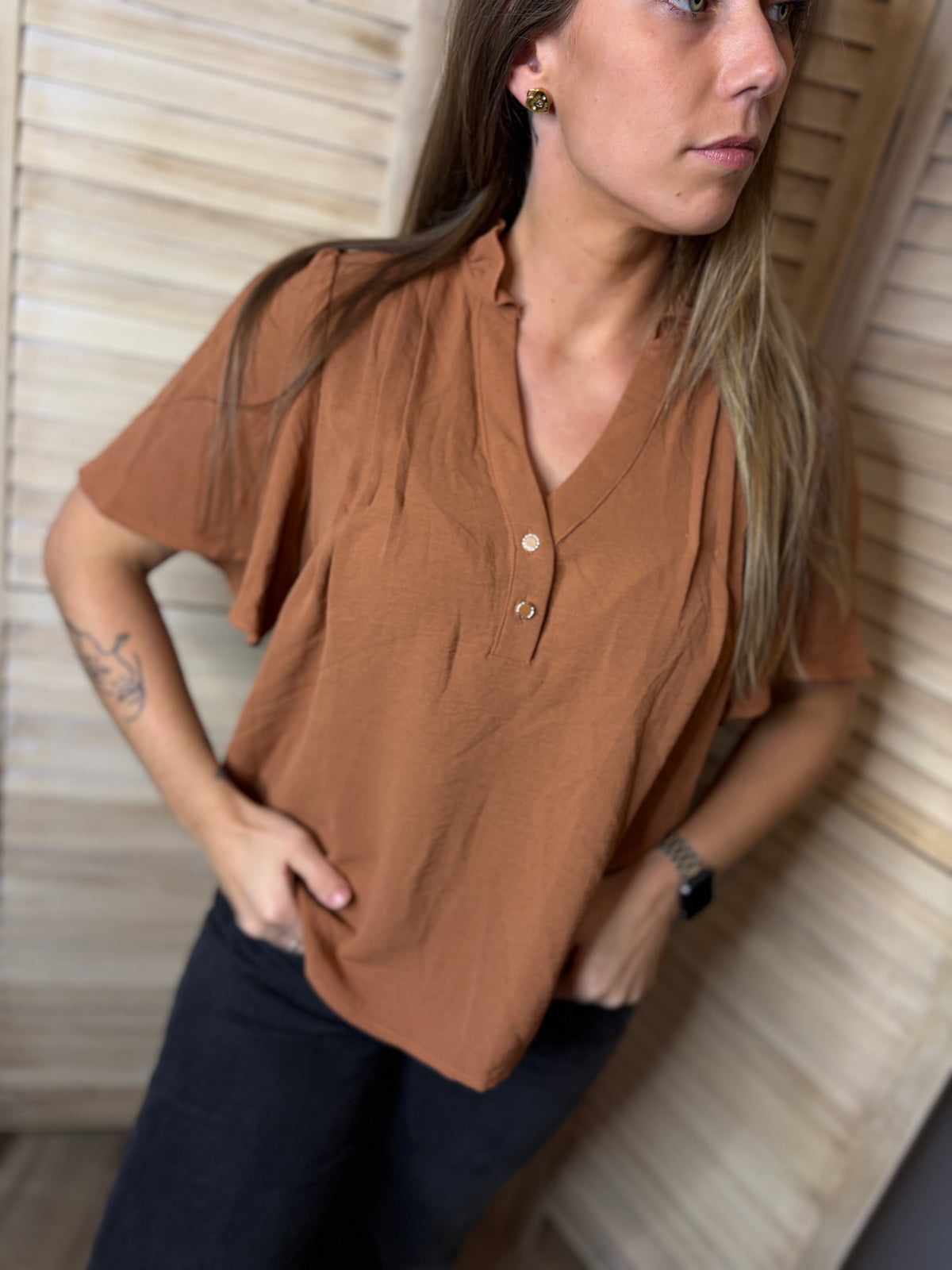 🤍Roestkleurige Blouse
