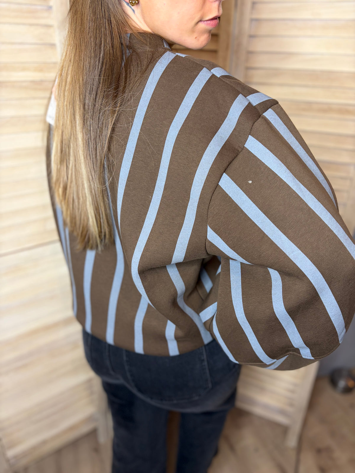 🤍 Choco Sweater With Blue Stripes