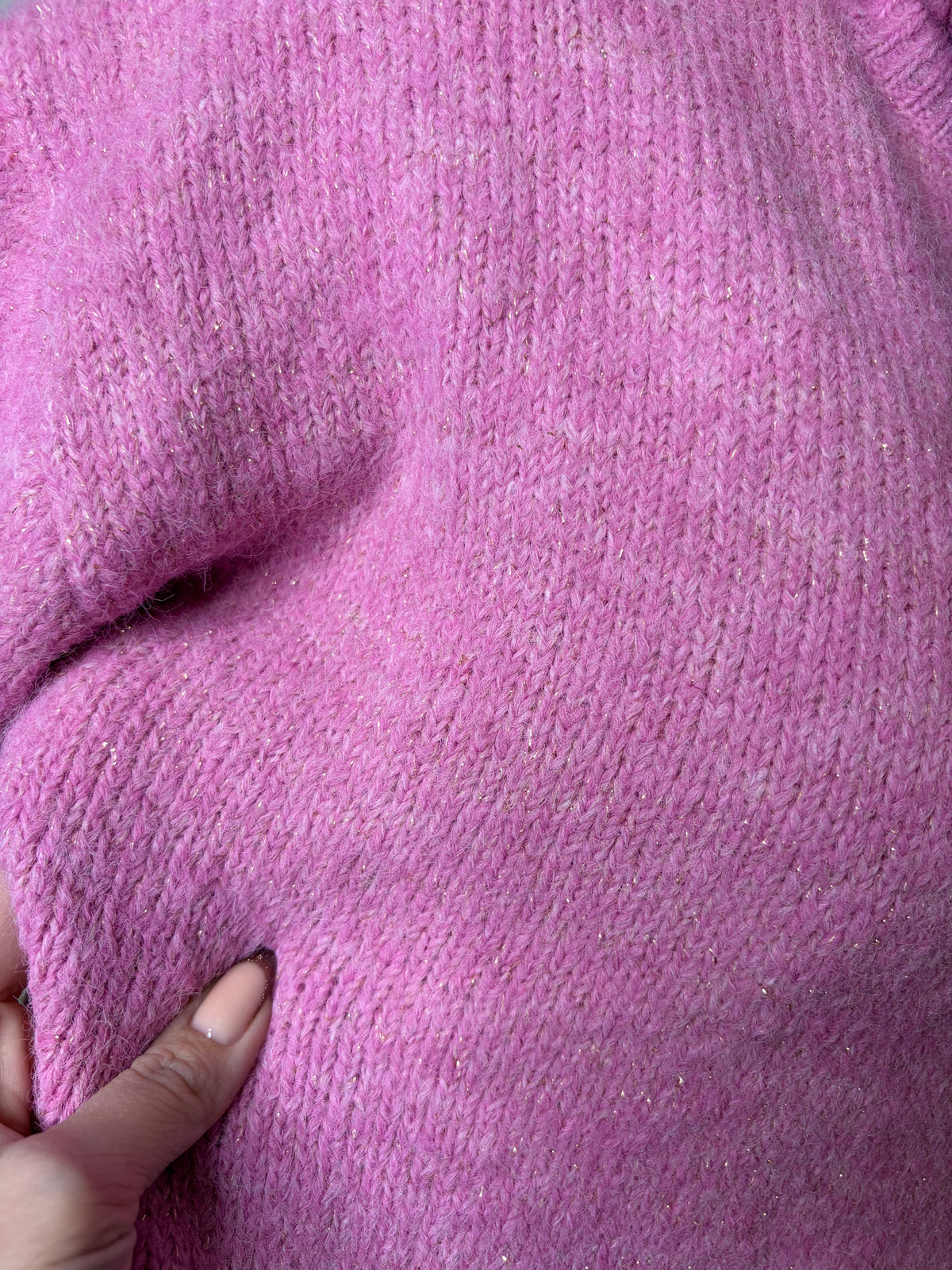 🤍Pink Sweater With Silver Sparkles