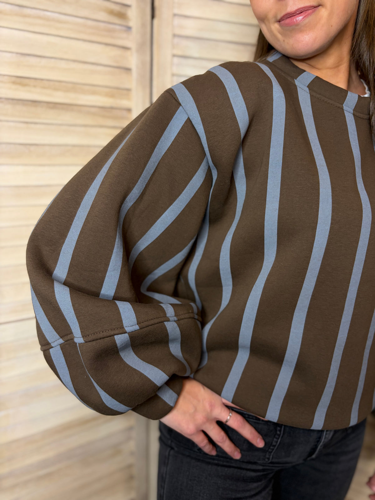 🤍 Choco Sweater With Blue Stripes