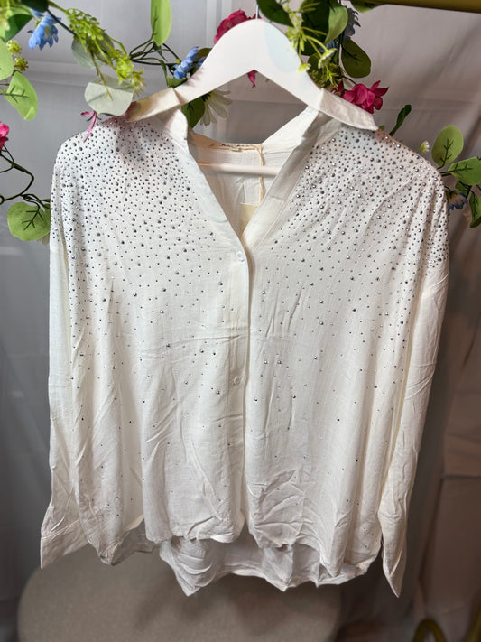 🤍Witte hemdje met steentjes - Melya Melody
