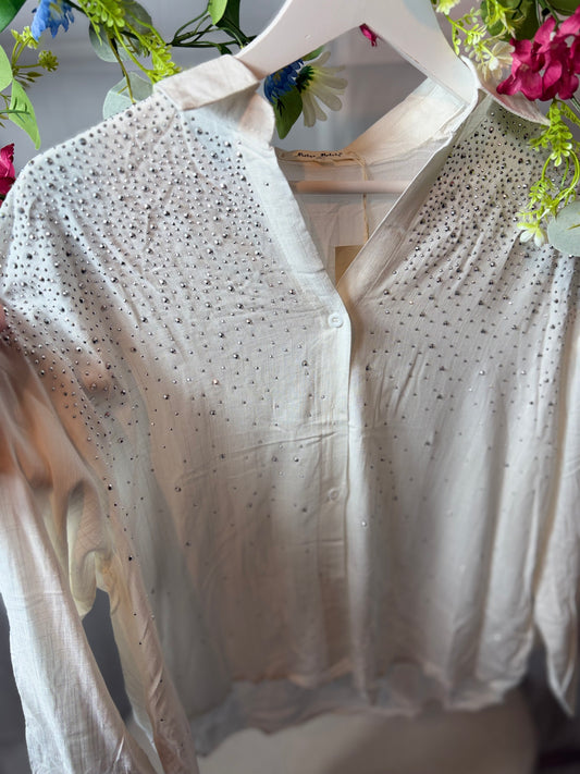 🤍Witte hemdje met steentjes - Melya Melody