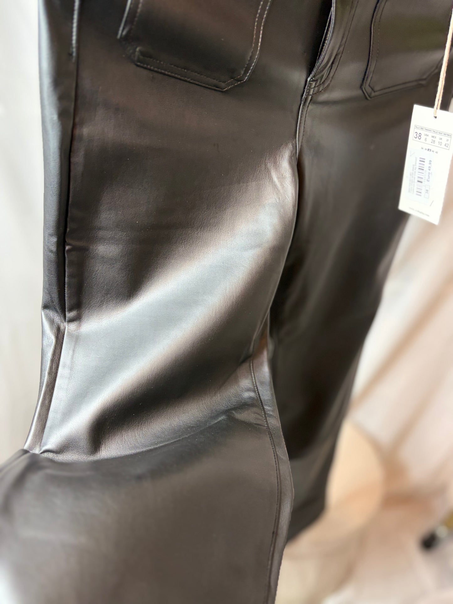 🤍Zwarte Leather Look Broek - Display RD