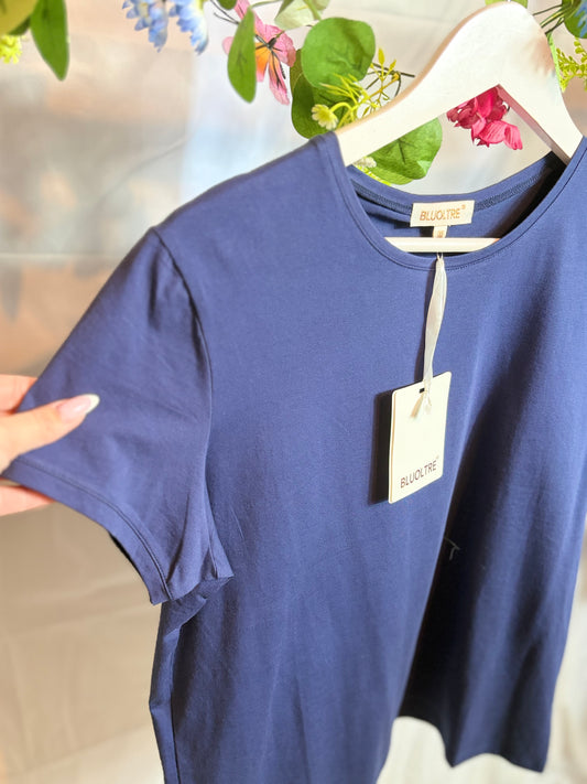 🤍Marine Blauwe Basic Tshirt - Bluoltre