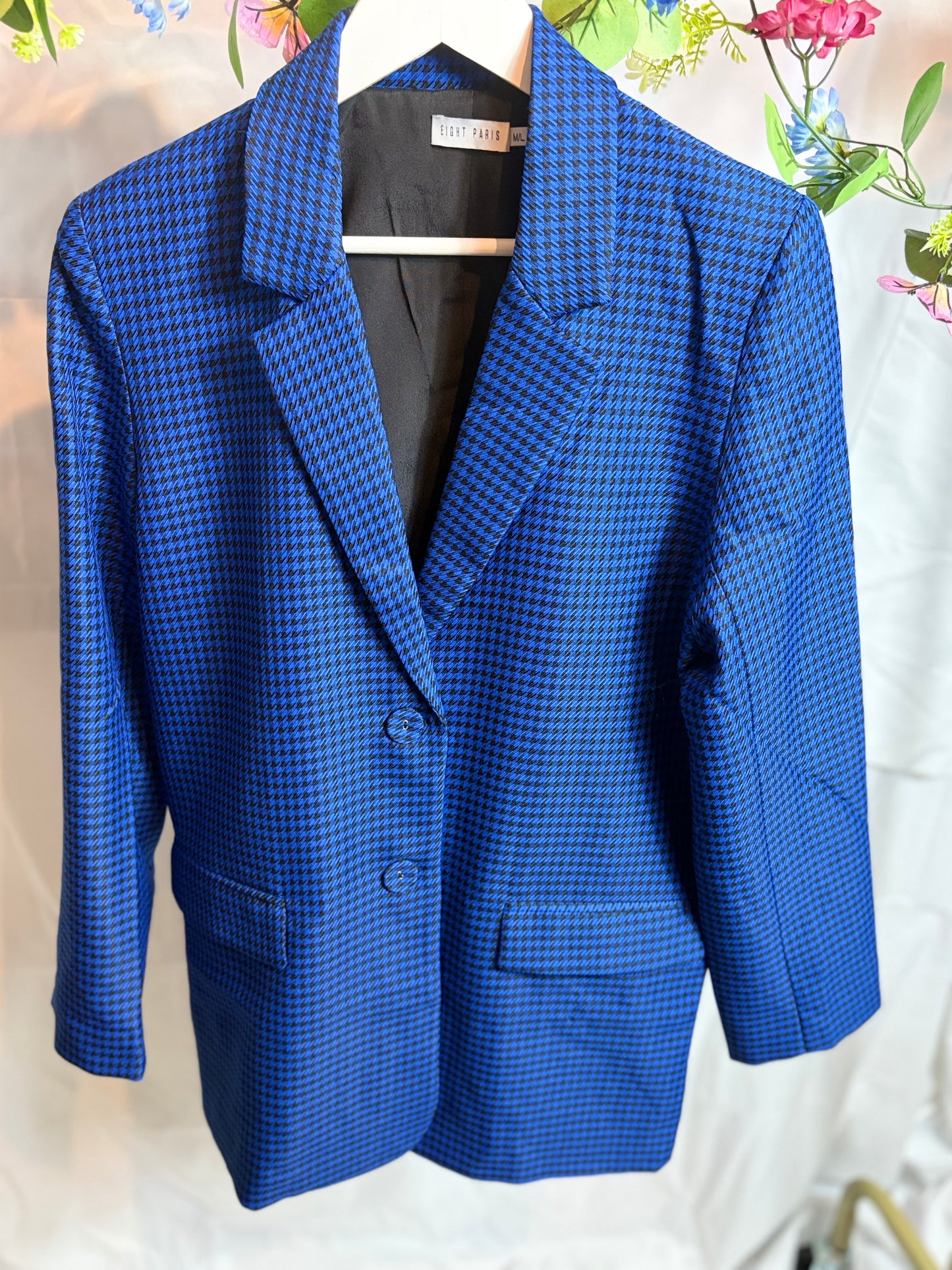 🤍Blauwe Hokjes Blazer - Eight Paris