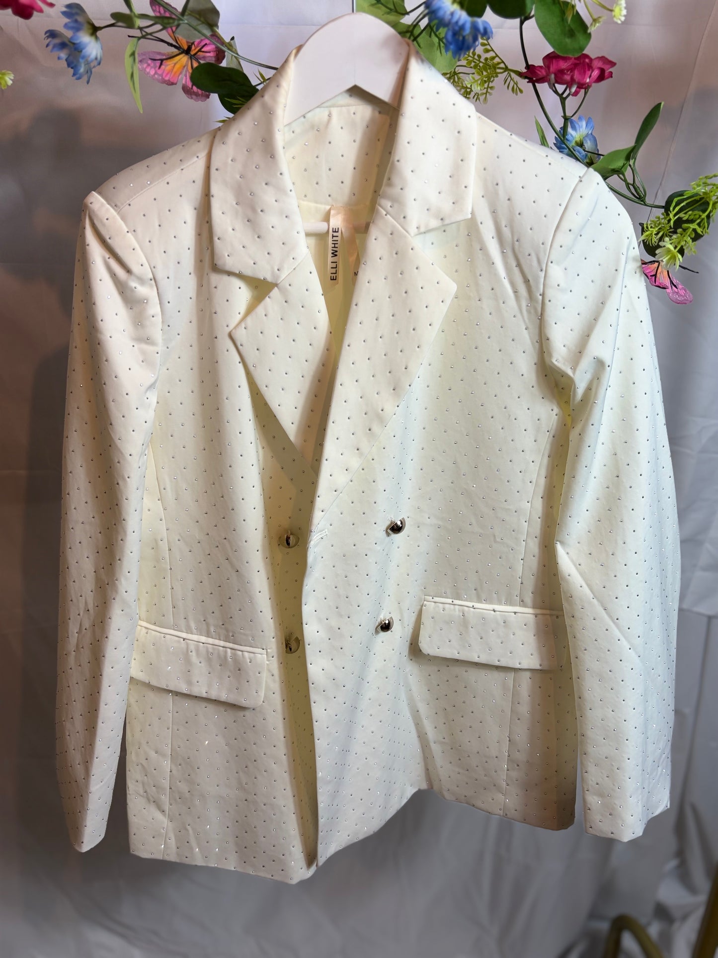 🤍Glitter White Blazer - Elli White