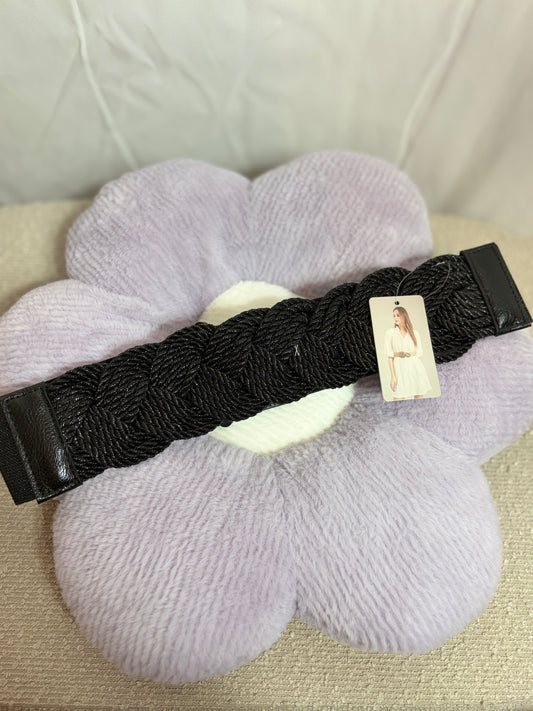 🤍Black Belt With Woven Strap - 73CM