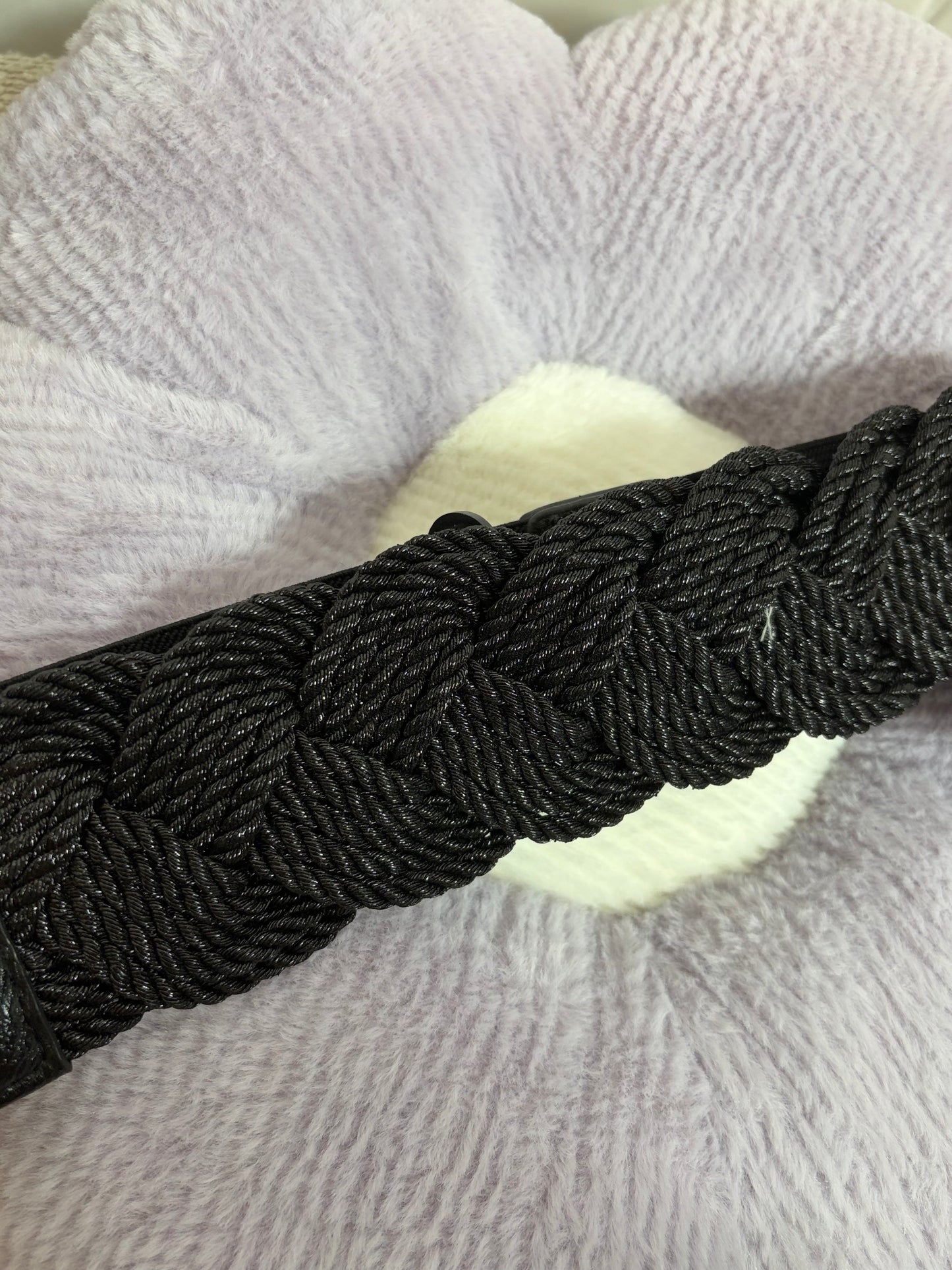 🤍Black Belt With Woven Strap - 73CM
