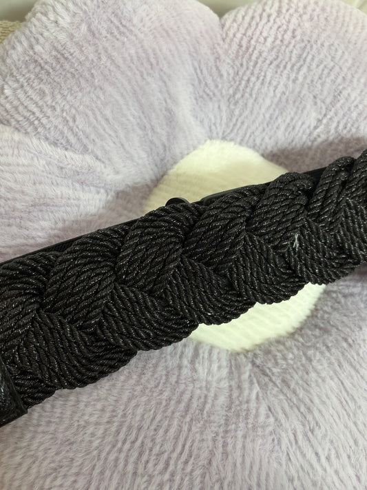 🤍Black Belt With Woven Strap - 73CM