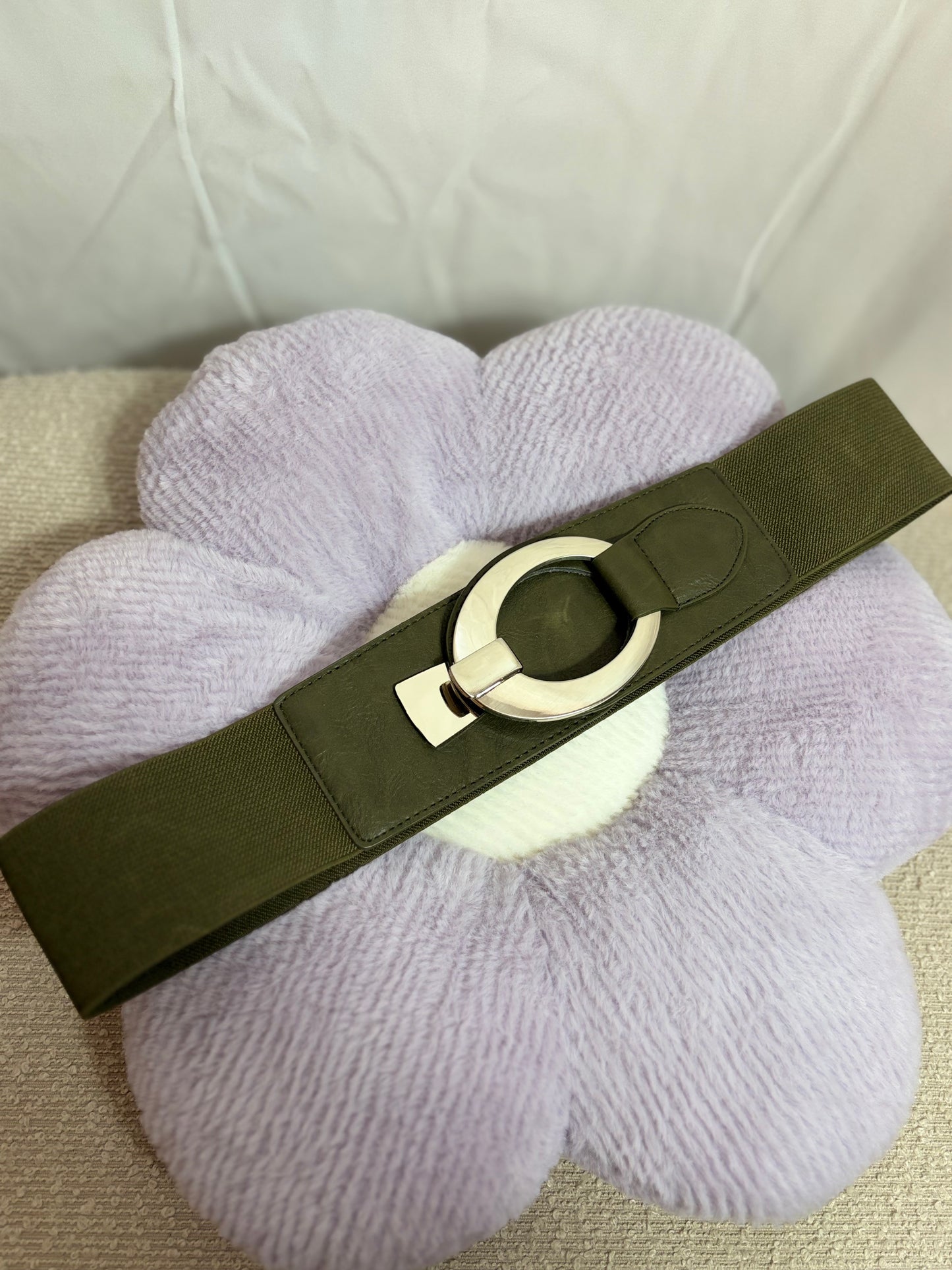 🤍Kaki Belt With Silver Strap - 80CM