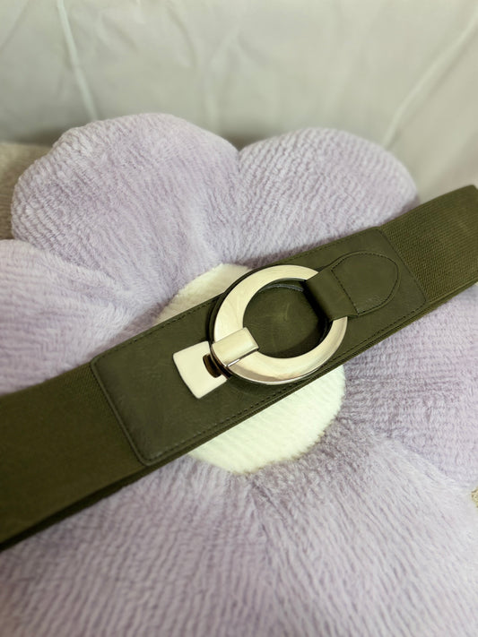 🤍Kaki Belt With Silver Strap - 80CM