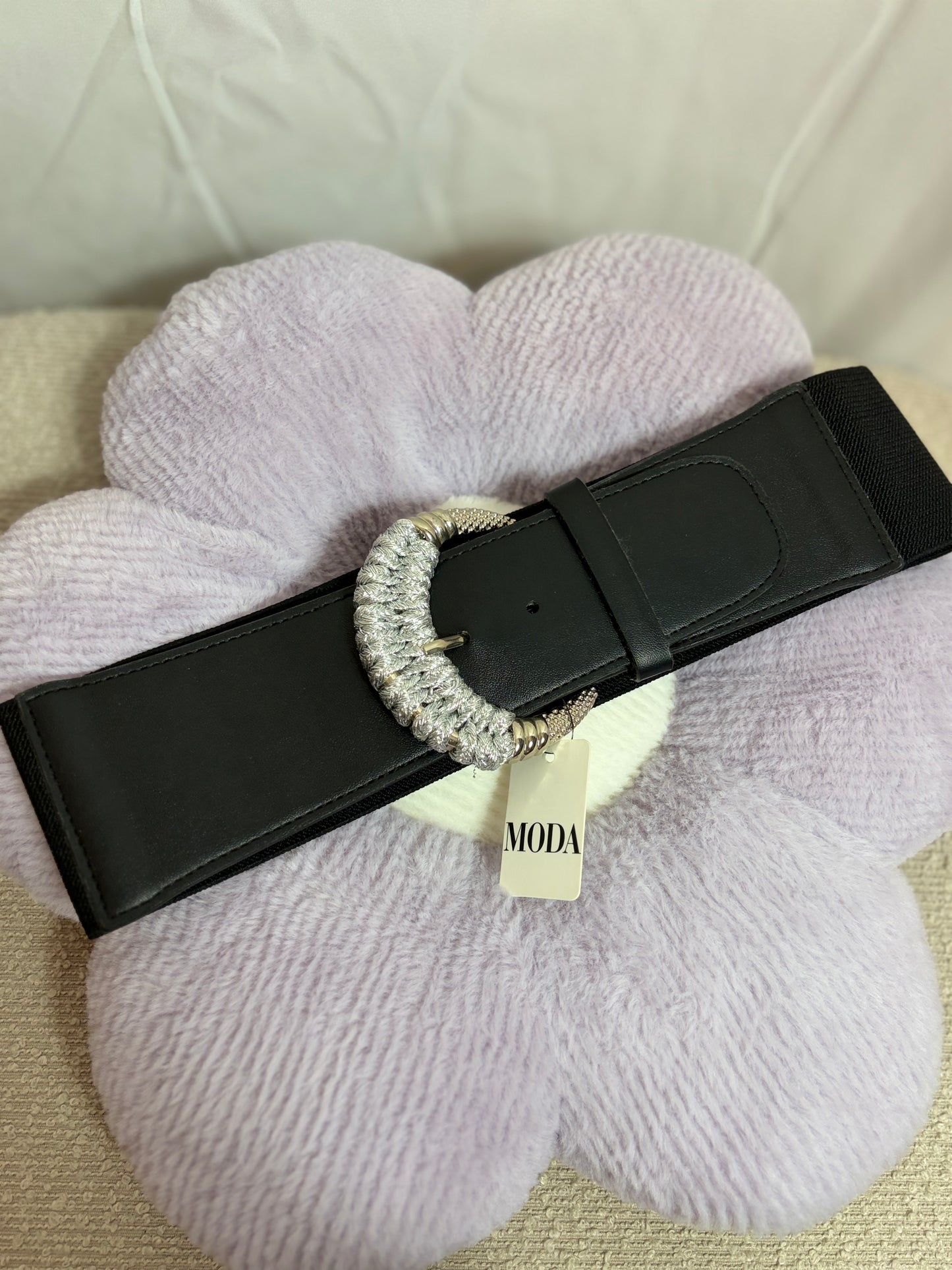 🤍Black Belt With Silver Strap - TU