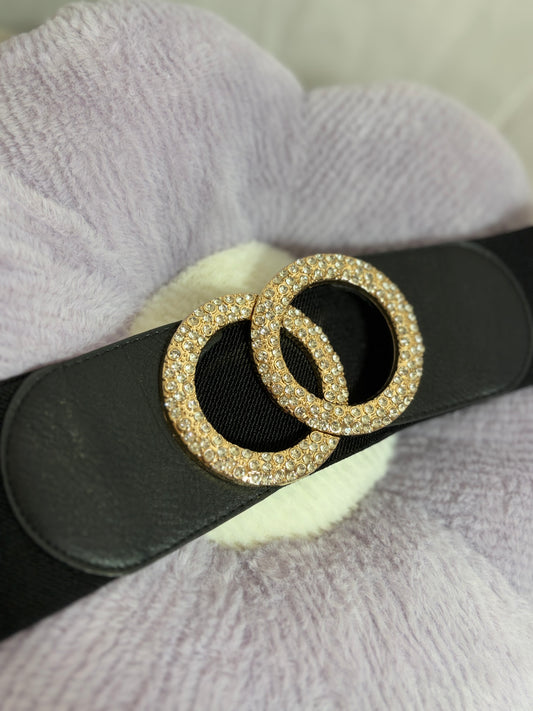🤍Black Belt With Golden Strap - 75CM