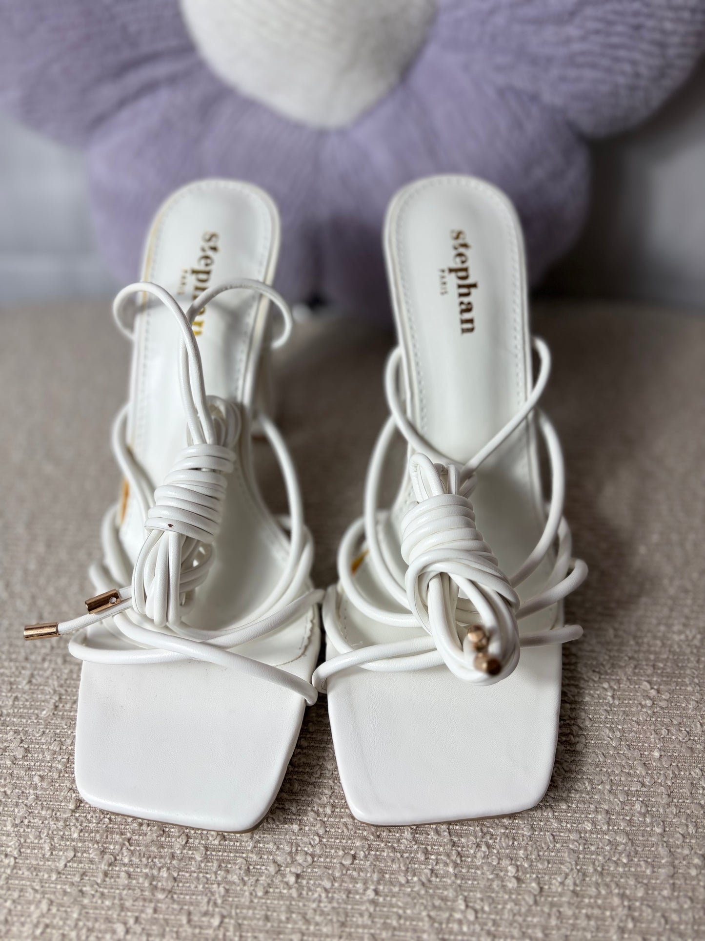 💜Witte blokhak Heels - Lace Up