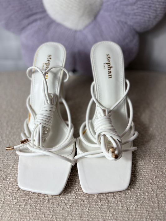 💜Witte blokhak Heels - Lace Up