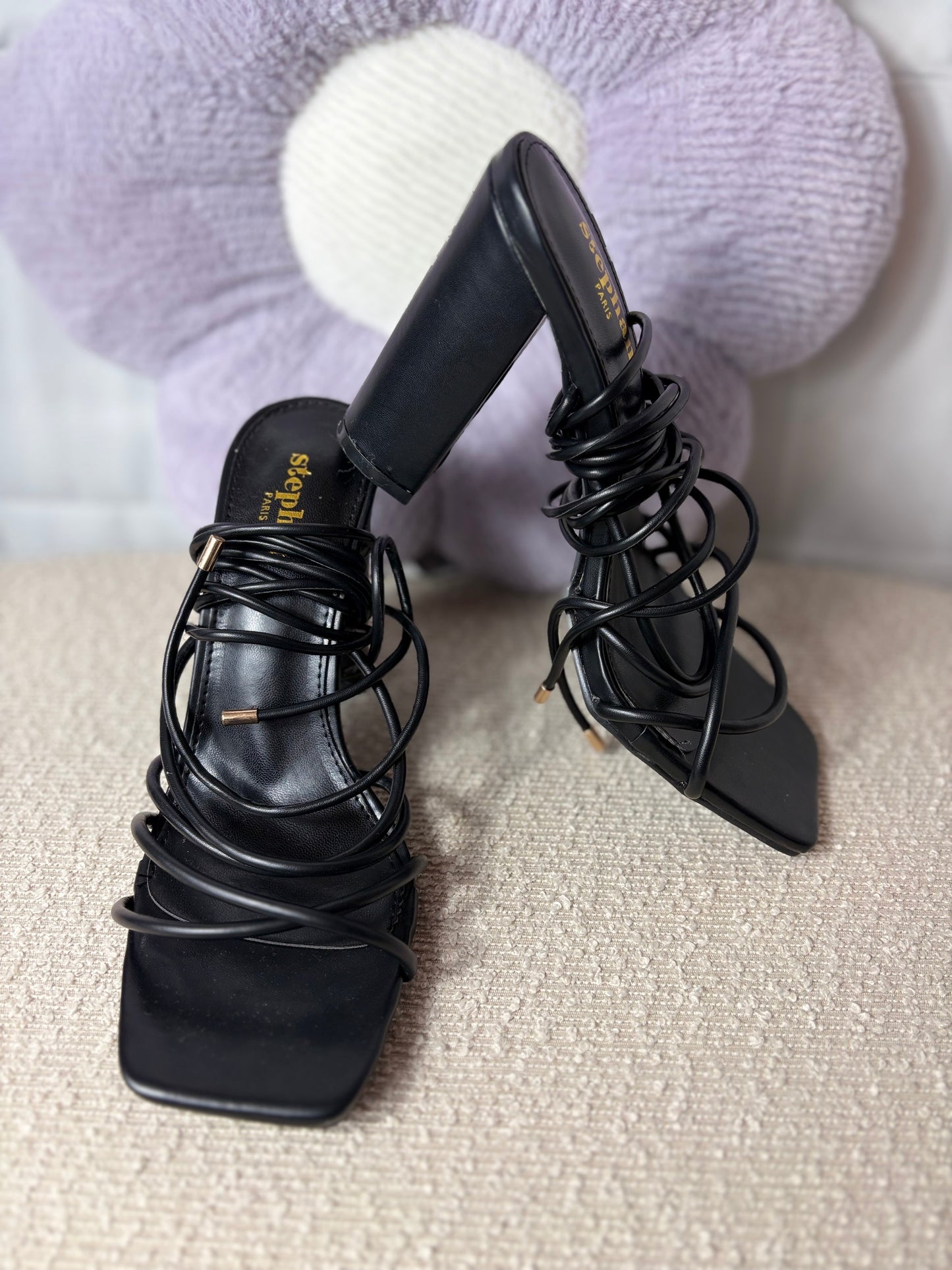💜Zwarte blokhak Heels - Lace Up