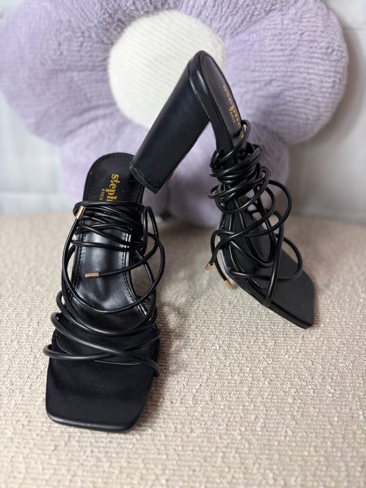💜Zwarte blokhak Heels - Lace Up